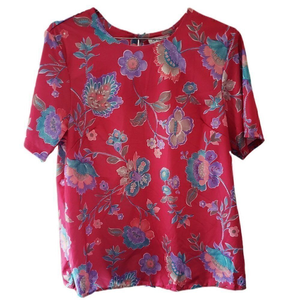 CW Classics Coral Floral Short Sleeve Blouse